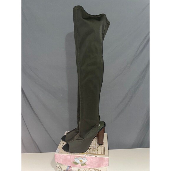 Cape Robbin GREEN 4.5"High Block Heel Open Toe thigh high Boots WOMEN Size 9 - Picture 4 of 7